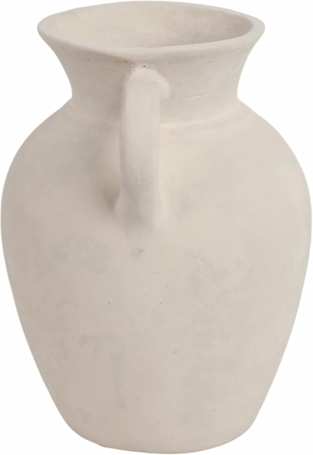 Sagebrook Home Vintage Ceramic Vase - Handmade Pottery Paper Mache Jug - Decorative Home Accent for Living Room, Bedroom, Office - 9" White