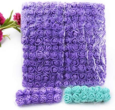 Mini Fake Rose Heads - 144pcs Artificial Rose Flowers DIY Wedding Bride Bouquet PE Foam DIY Party Festival Home Decor (Blue)