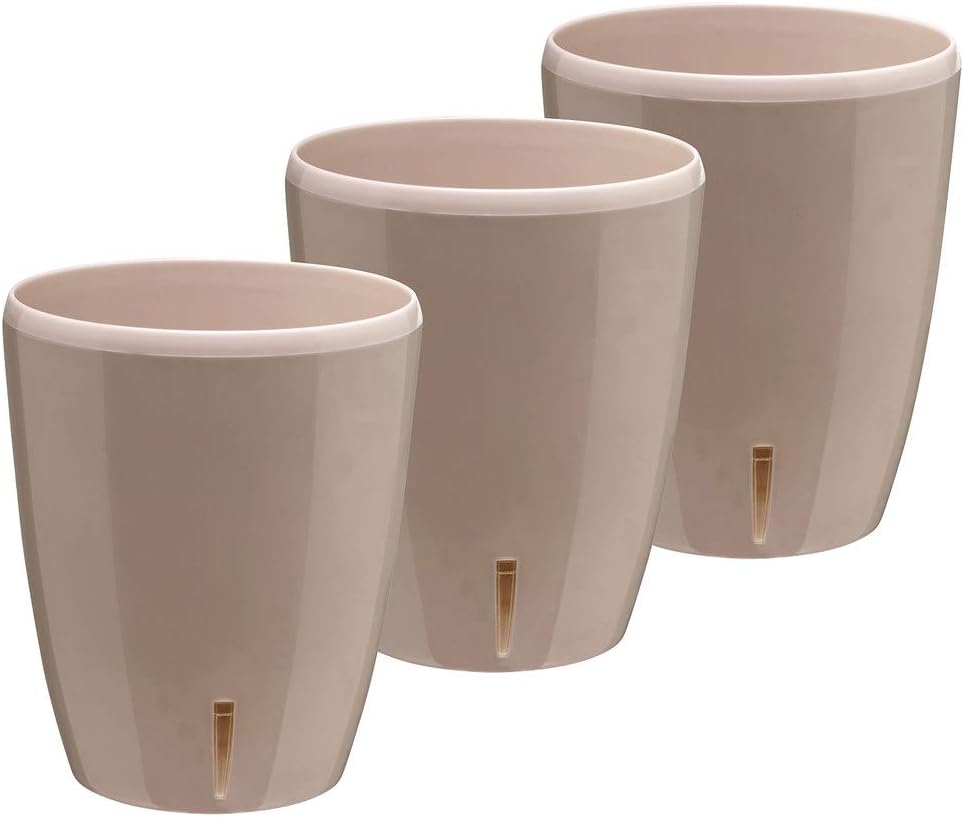 Santino 4.9 Inch ORCHIDEA Self Watering Pots for Orchids in Sand (Set of 3) - Decorative Wicking Planter with w/Great Aerification, Drainage and Water Level Indicator