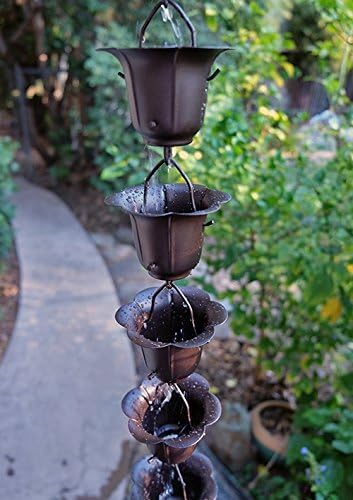 Nutshell Stores Flower Cups Rain Chain - Bronze - 16 Feet