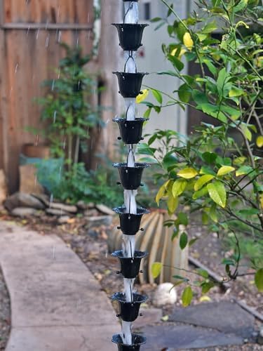 Nutshell Stores Flower Cups Rain Chain - Black - 10 Feet