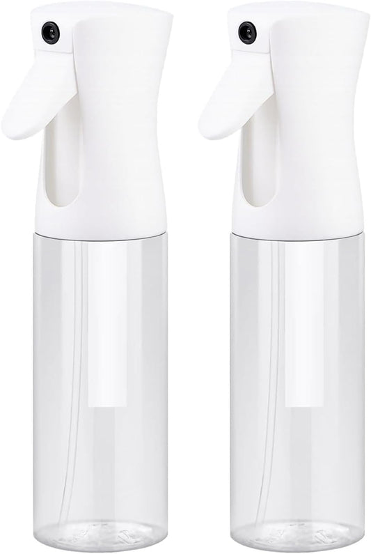 VIGOR PATH Continuous Spray Bottle with Ultra Fine Mist - Versatile Water Sprayer for Hair, Home Cleaning, Salons, Plants, Aromatherapy, and More - Empty Hair Spray Bottle (Clear - 10oz - 2pack)