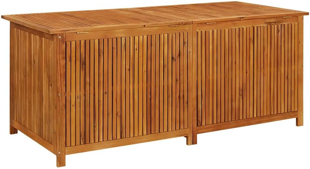 vidaXL Outdoor Storage Box, [Load Capacity Gallon] Deck Box with Gas-Lift Lid, Storage Chest with Water-Resistant Zippered Bag Inside, 68.9''x31.5''x29.5'', Solid Acacia Wood
