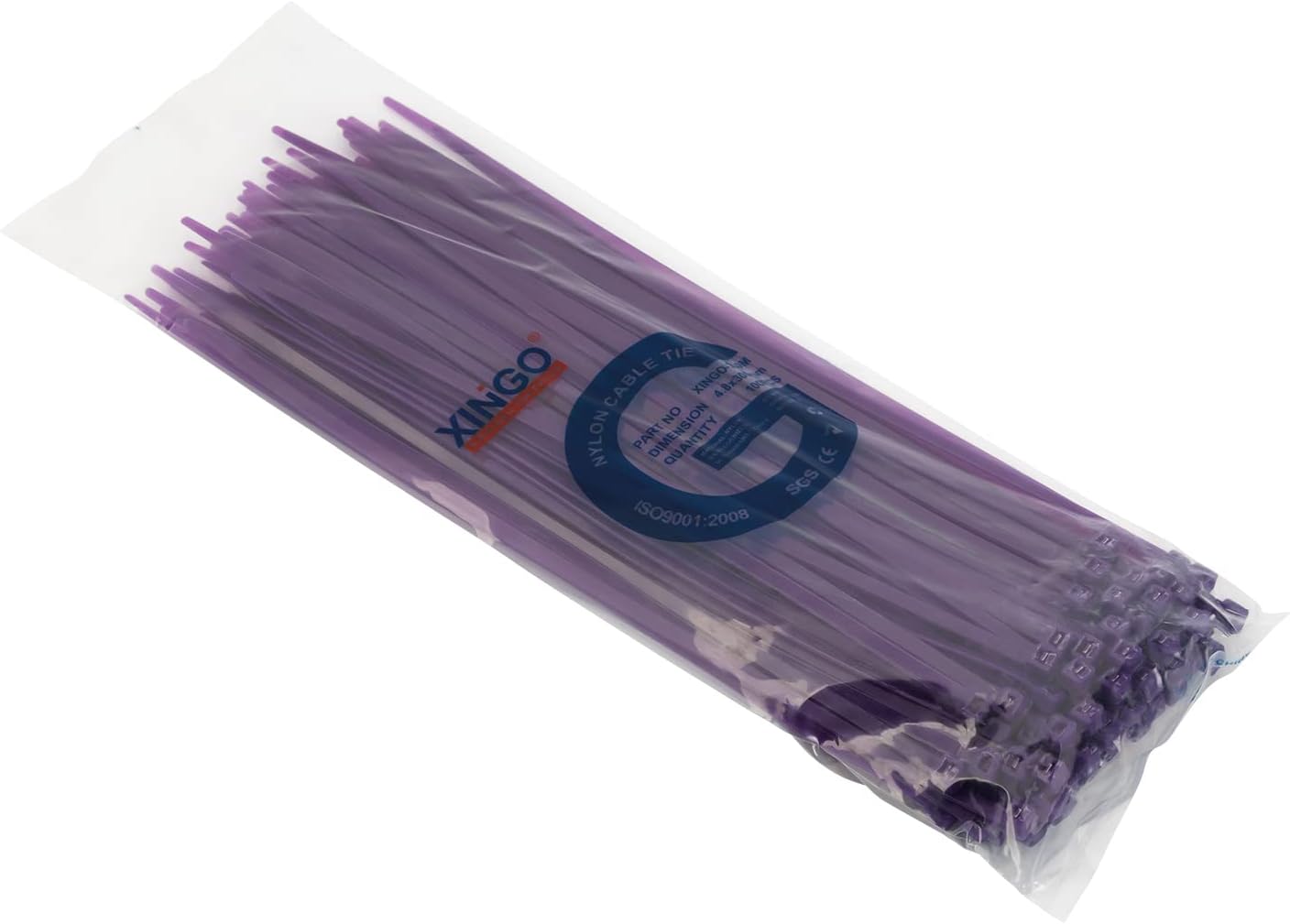 XINGO 100PCS Cable Zip Ties Heavy Duty, Premium Nylon Plastic Wire Ties with 50 Pounds Tensile Strength, Self-Locking Black Nylon Zip Ties for Indoor and Outdoor (12 inch, Purple)