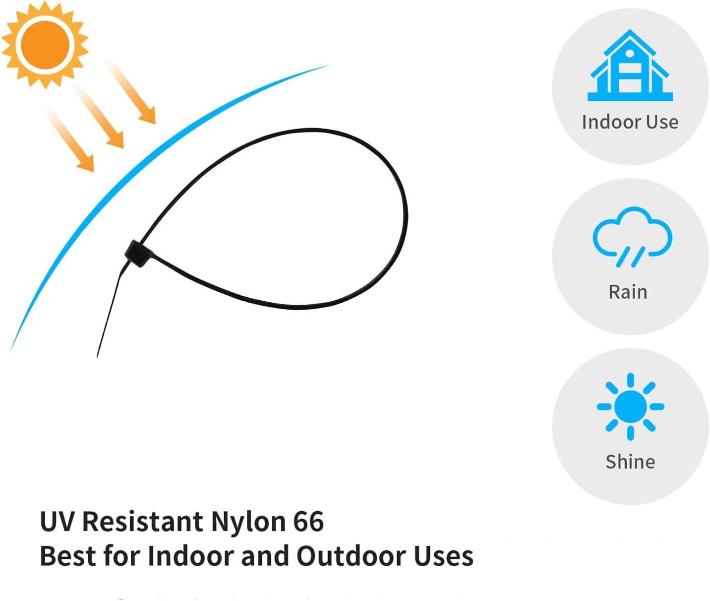8 Inch Yellow Zip Tie 1000 PCS, 40 Lbs - Small to Medium Zip Tie, Nylon PA66 UV Resistant Cable Tie Heavy Duty for Indoor and Outdoor Use - Ideal for bundling and securing objects