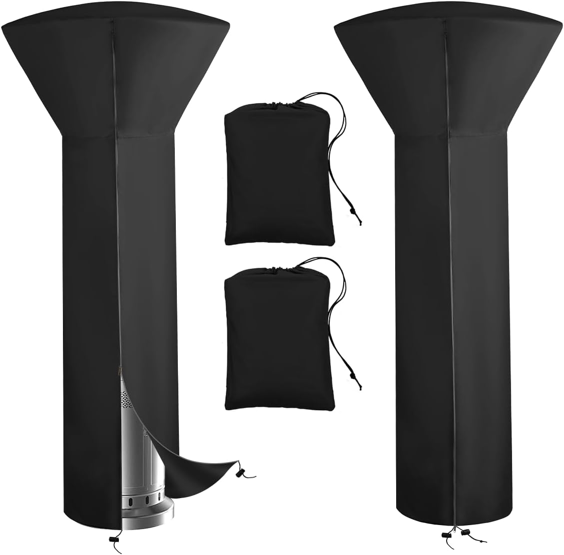 Vailge Patio Heater Covers with Zipper and Storage Bag,Heavy Duty 600D Oxford Waterproof Outdoor Heater Cover Wind-Resistant Dustproof UV-Resistant,Black,89'' Height x 33" Dome x 19" Base,2 Pack