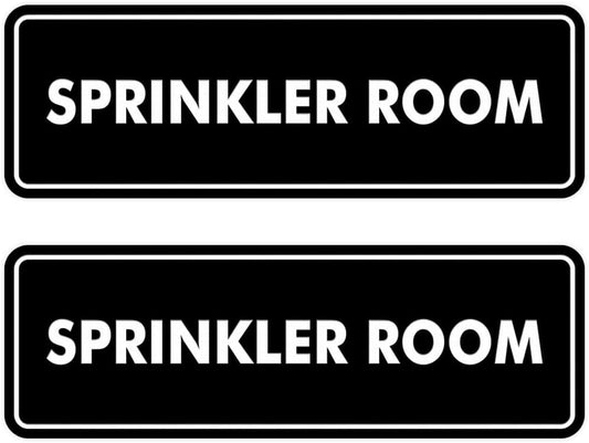 Signs ByLITA Standard Sprinkler Room Sign (Black) - Small 2 Pack