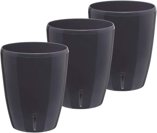 Santino 4.9 Inch ORCHIDEA Self Watering Pots for Orchids in Anthracite (Set of 3) - Decorative Wicking Planter with w/Great Aerification, Drainage and Water Level Indicator
