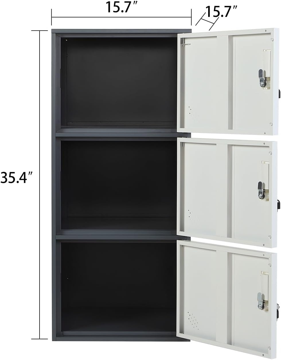 3 Door Metal Storage Locker Cabinet for Office, Home, Gym, School, Steel Cabinet to Storage File, Toys, Shoes and Sports Equipment, Locker Organizer for Gym Office Bedroom (3 Door, Grey)