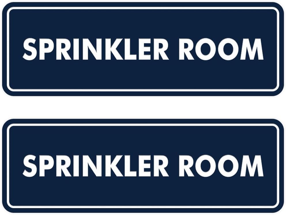 Signs ByLITA Standard Sprinkler Room Sign (Navy Blue/White) - Large 2 Pack