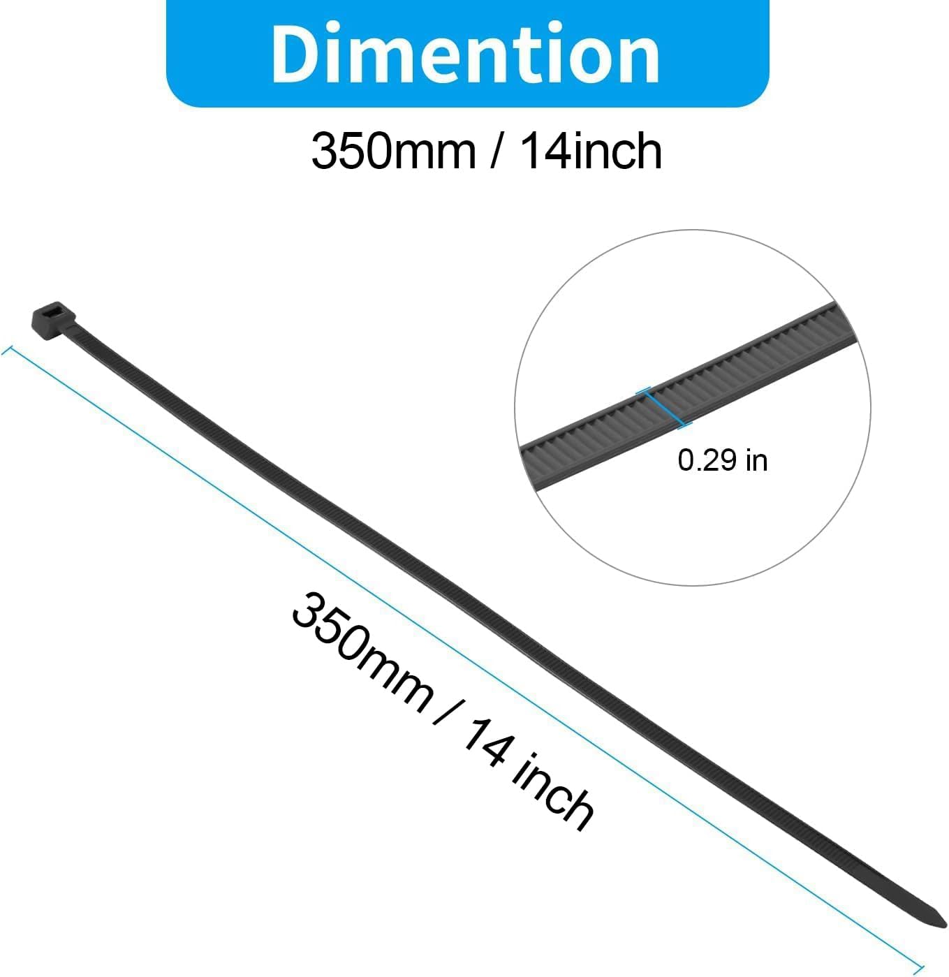 XINGO 14 Inch Yellow Zip Ties Heavy Duty 100 Pack, 120 LBS Tensile Strength, Premium Nylon Cable Wire Ties, Self-locking Plastic Ties for Indoor and Outdoor Use