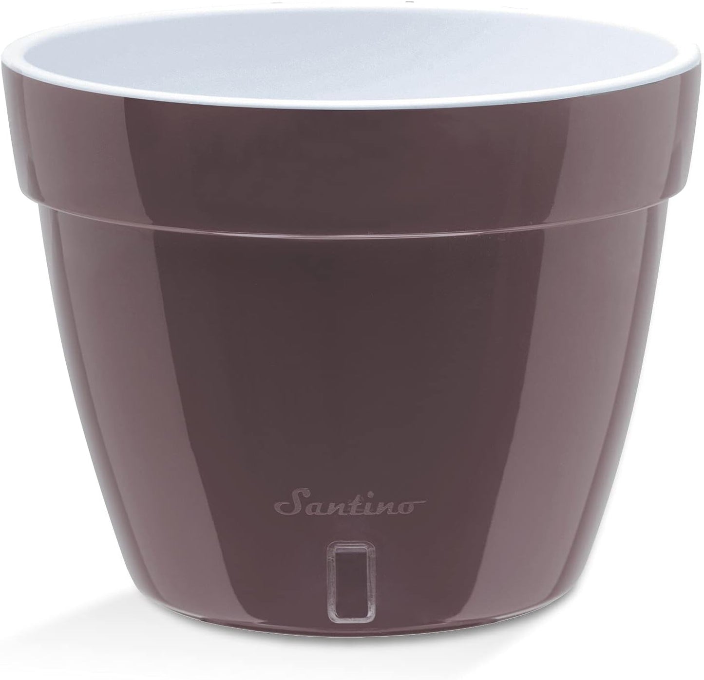 Santino ASTI 11.8 Inch Self Watering Planters Shade/White (Set of 3) for Indoor Plants - Premium Quality Modern Plastic Pot w/Water Level Indicator for All House Plants, African Violets and Dahlias