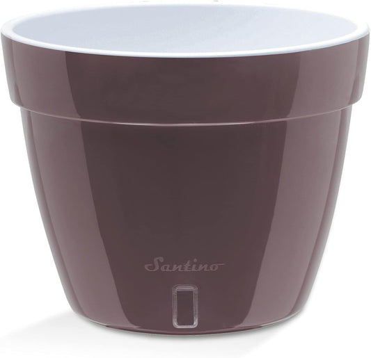 Santino ASTI 7.1 Inch Self Watering Planter SHADE/WHITE for Indoor Plants - Premium Quality Modern Plastic Planter Pot w/ Water level Indicator for All House Herbs, Plants, African Violets and Dahlias