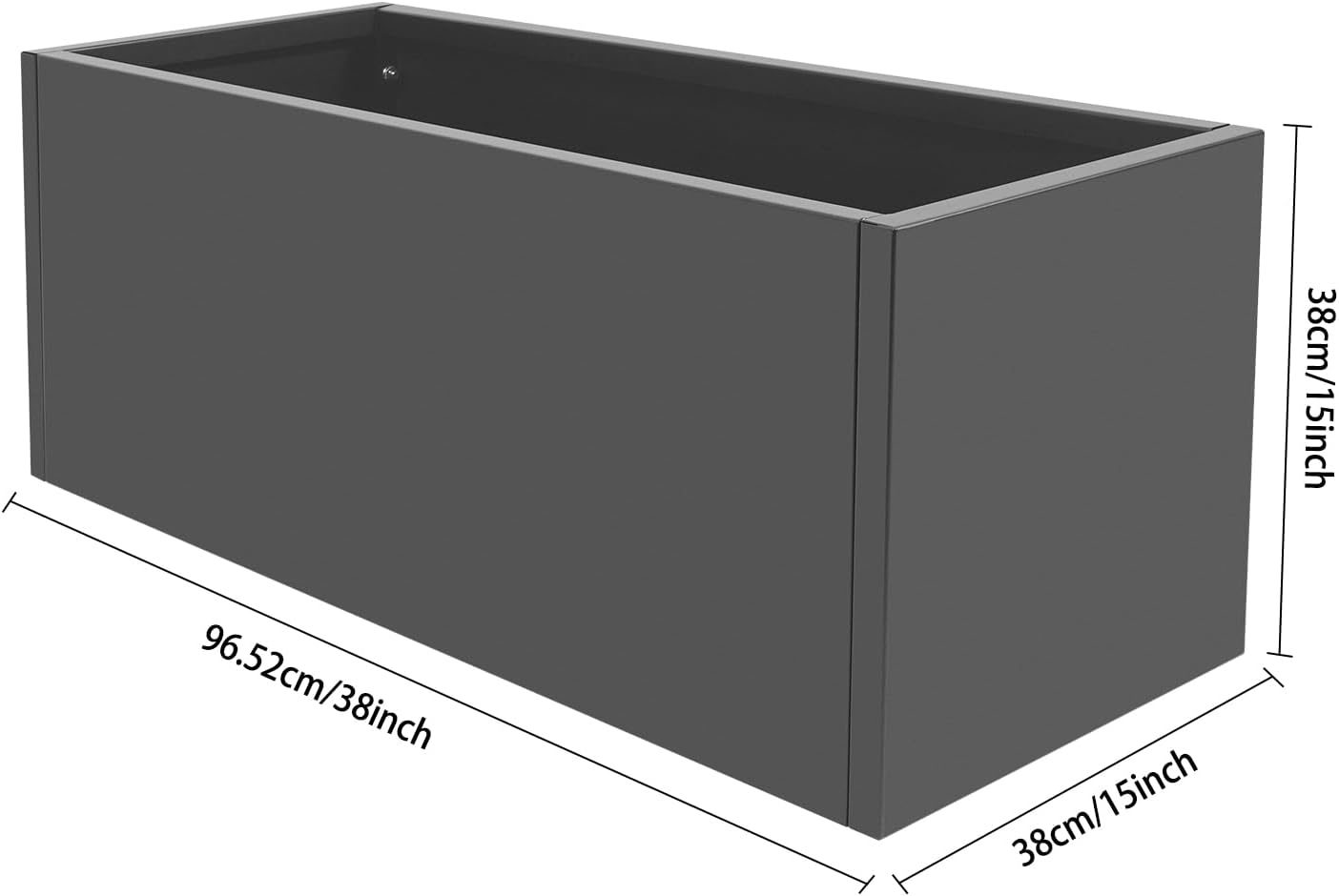 Steel Planter Box, 38" x 15" x 15" Rectangular Long Planter Metal Trough Box for Indoor Outdoor Tall Plants, Flowers or Shrubs (Gray)