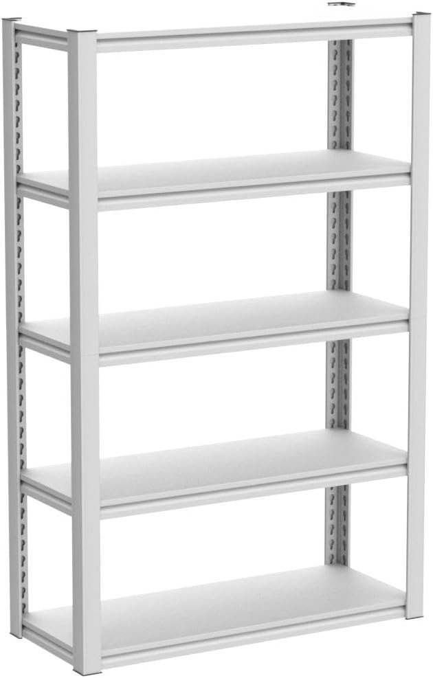 Raybee Garage Shelving Heavy Duty 2000LBS Storage Shelves 5 Tier Metal Shelving Unit White Metal Shelves Pantry Shelf for Kitchen Closet Basement Warehouse 4 Pack