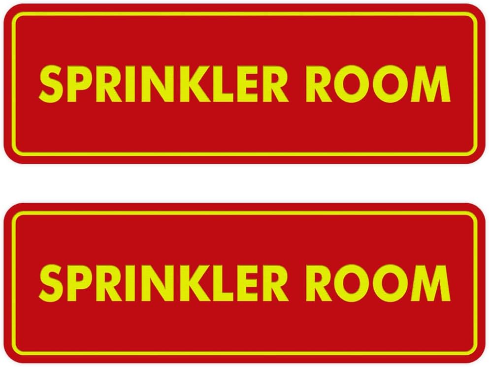 Signs ByLITA Standard Sprinkler Room Sign (Red/Yellow) - Large 2 Pack