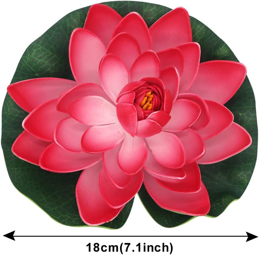 FZBNSRKO Artificial Lotus,4PCS 7.1" Inch Floating Foam Lotus Flowers for Pool,Realistic Water Lily Pads for Home Outdoor Patio Pond Wedding Party Decorations,Peach Red