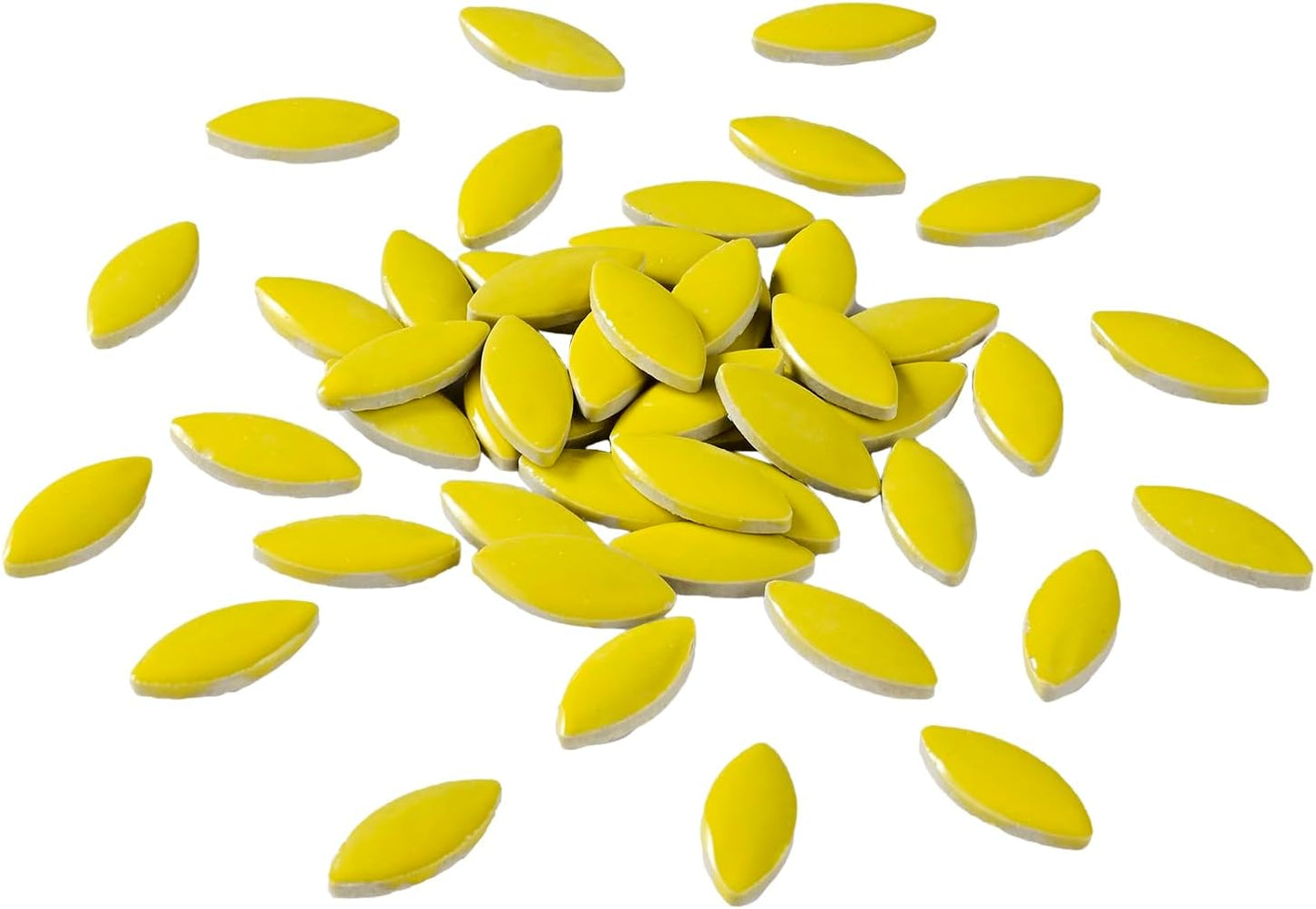 70 Pieces Petal Ceramics Mosaic Tiles for Crafts, Stained Ceramics Supplies, Flower Leaves Mosaic Ceramics Mosaic Pieces Kit for DIY Crafts Plates Picture Frames Home Decorations - Yellow