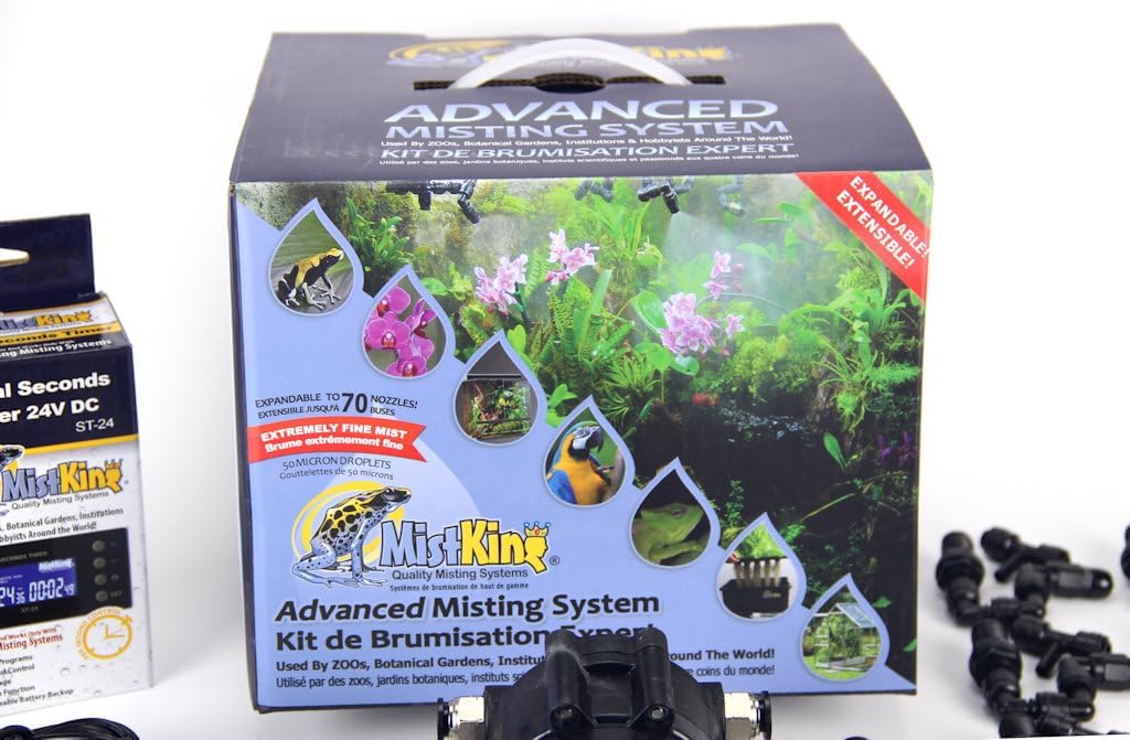 MistKing – Advanced Misting System (3/8” Backbone), 5th Gen | Used by Zoos, Institutions & Hobbyists | Expandable to 70 Nozzles | Fine Mist | 50 Micron Droplets | Upgraded Timer & Components |