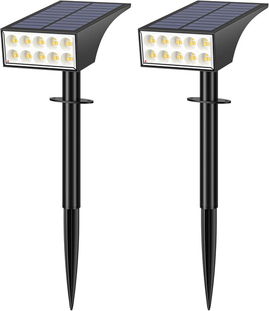 Solar Spot Lights Outdoor Waterproof IP65, Bright LEDs Solar Landscape Lighting for Outside Garden Yard, Solar Powered Spotlights for Accent Uplighting Backyard Statue Palm Tree, 2 Pack/Warm