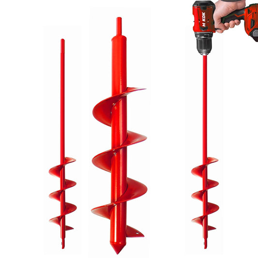 Garden Auger Drill Bit for Planting-1.6x16'' & 3.54x15.7,Ground Earth Spiral Drill Bit for 3/8" Hex Drive Drill, Yard Auger Drill for Bulbs Planting, Hole Digger Flowers,Umbrella Holes,Bedding Digging