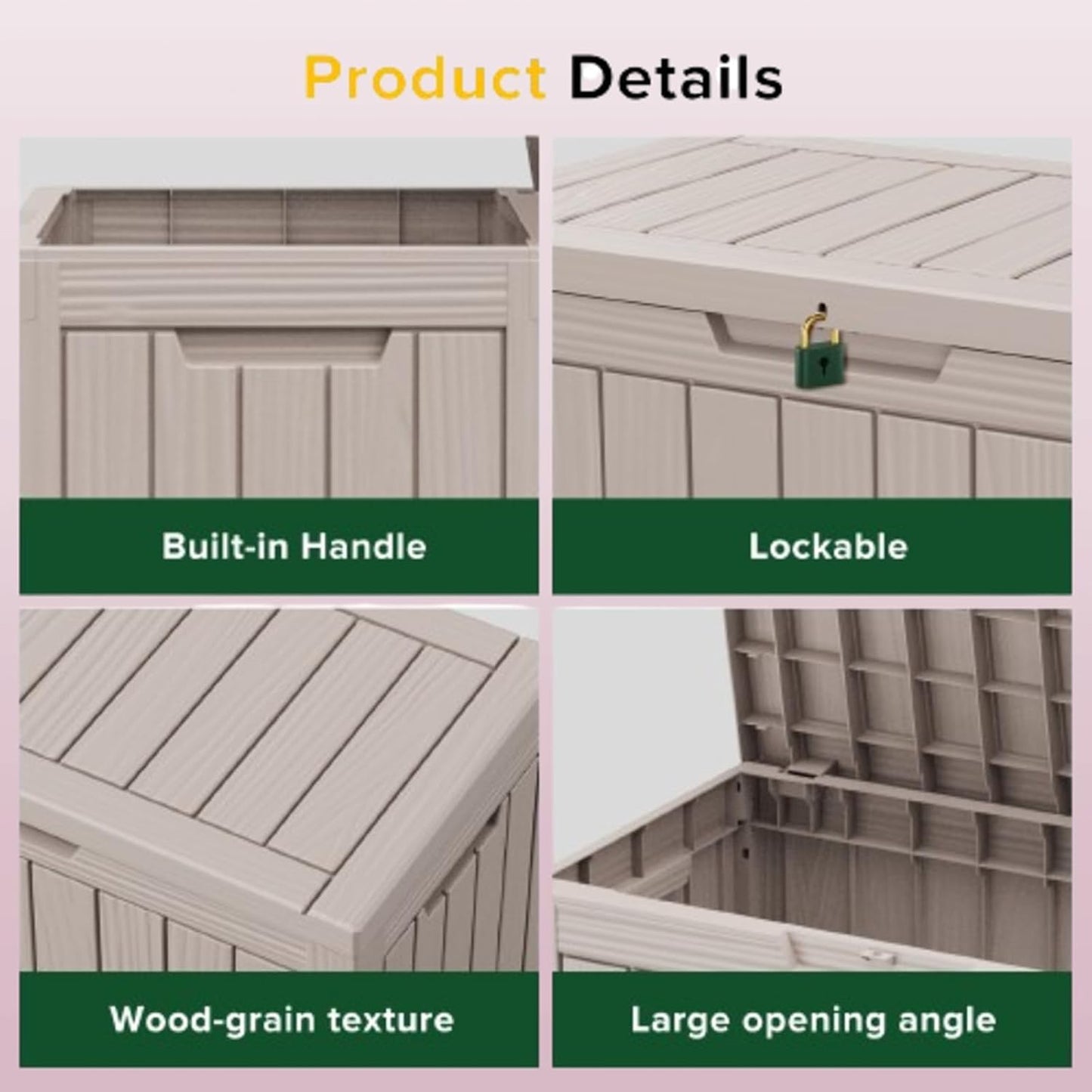 45 Gallon Lockable Resin Deck Box, Waterproof & UV-Resistant Outdoor Storage Box for Outdoor Cushion Storage, Garden Tools & Pool Accessories Storage, Gray