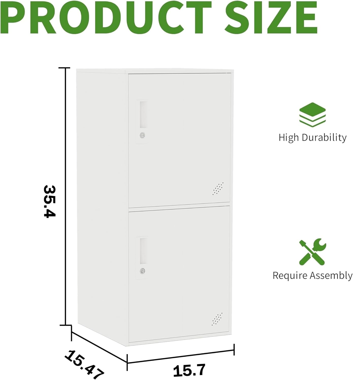 2 Door Vertical Stackable Storage Cabinet with Lock,Anti-Failing Device, Metal Lcoker,Organizer for Office, Home, Gym, School,Employee,Kids. (2D-White)