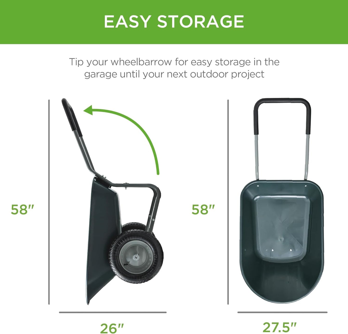 Best Choice Products Dual-Wheel Home Utility Yard Wheelbarrow Garden Cart w/Built-in Stand for Lawn, Gardening, Construction - Dark Gray