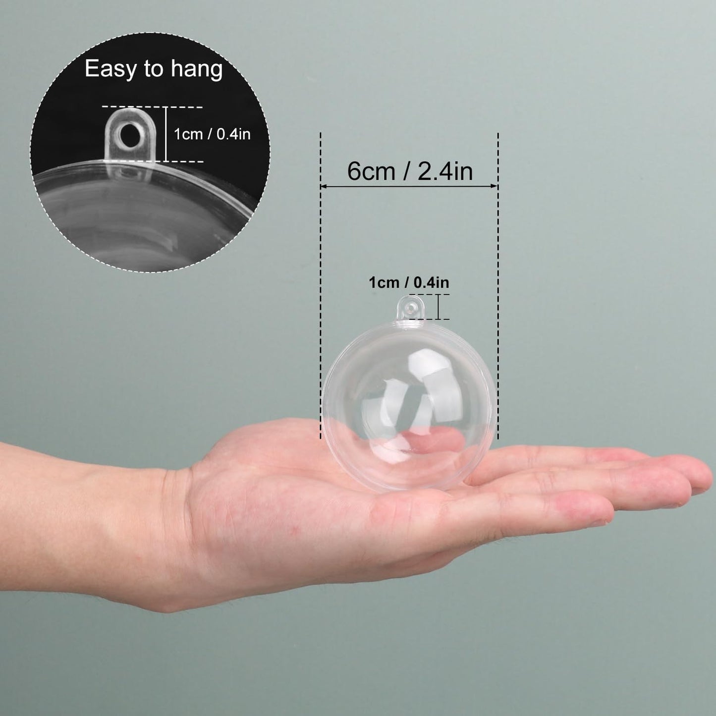 180 Pcs 2.36 Inch Clear Plastic Fillable Balls, Christmas DIY Fillable Ornaments Balls, Plastic Ornaments Ball for Christmas, Holidays, Weddings, Parties, and Home Decor