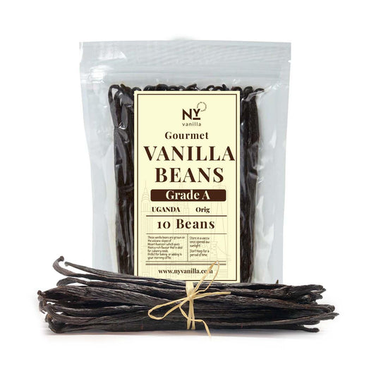 10 Whole Vanilla Beans Grade A+, Premium Bulk Vanilla Bean Pods For Making VanillaExtract and Baking, 6-8 Inches, Non GMO. by NYVanilla