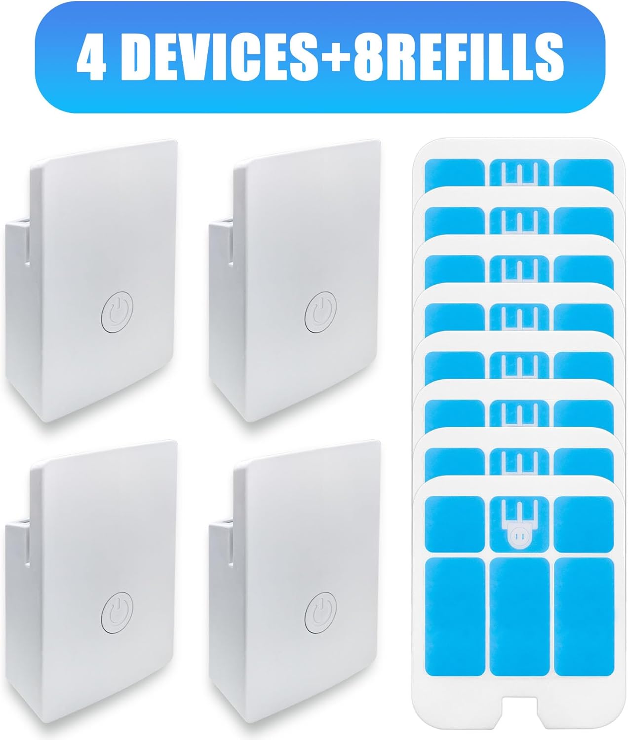 Blue Light Bug Catcher Indoor Plug in, Gnat Traps for House, Indoor Fly Trap for Fruit Fly, Moth and Mosquito, Flying Insect Catcher, 4 Device+8 Refills