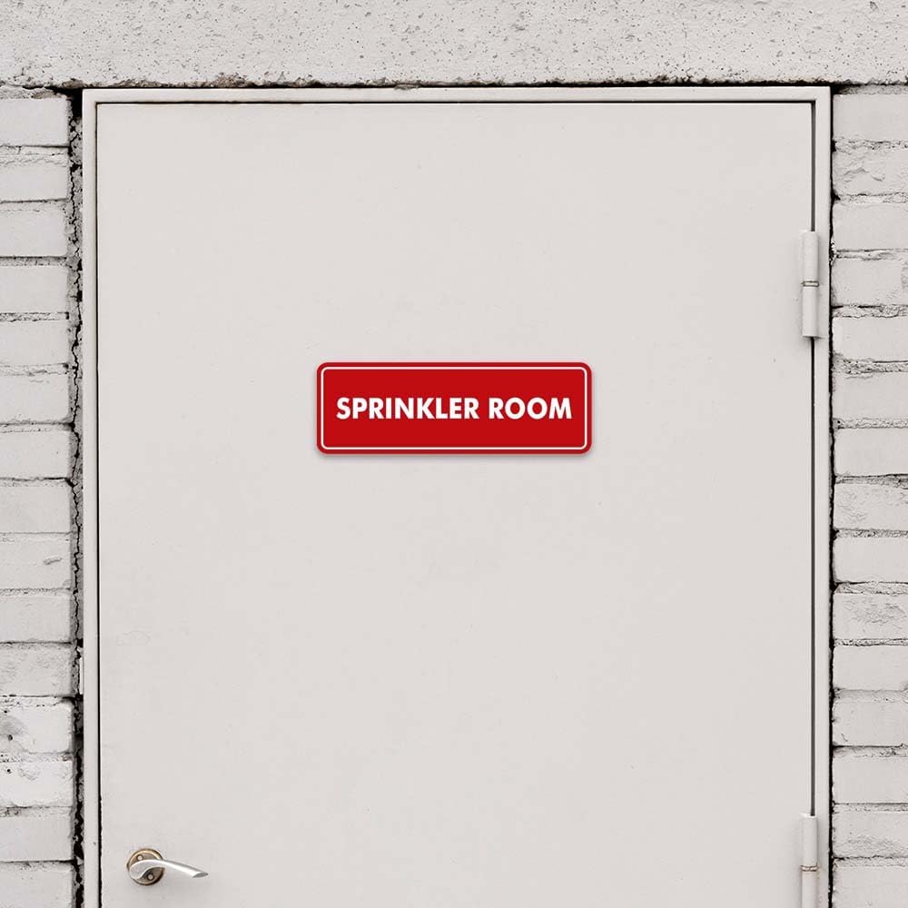 Signs ByLITA Standard Sprinkler Room Sign (White/Red) - Small 2 Pack