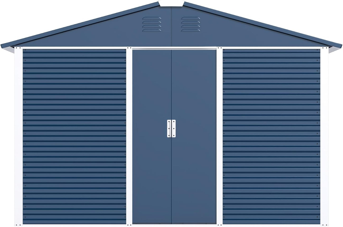 Metal Outdoor Storage Shed 10FT x 10FT, Steel Utility Tool Shed Storage House with Sliding Door, Metal Sheds Outdoor Storage for Backyard Garden Patio Lawn, Blue