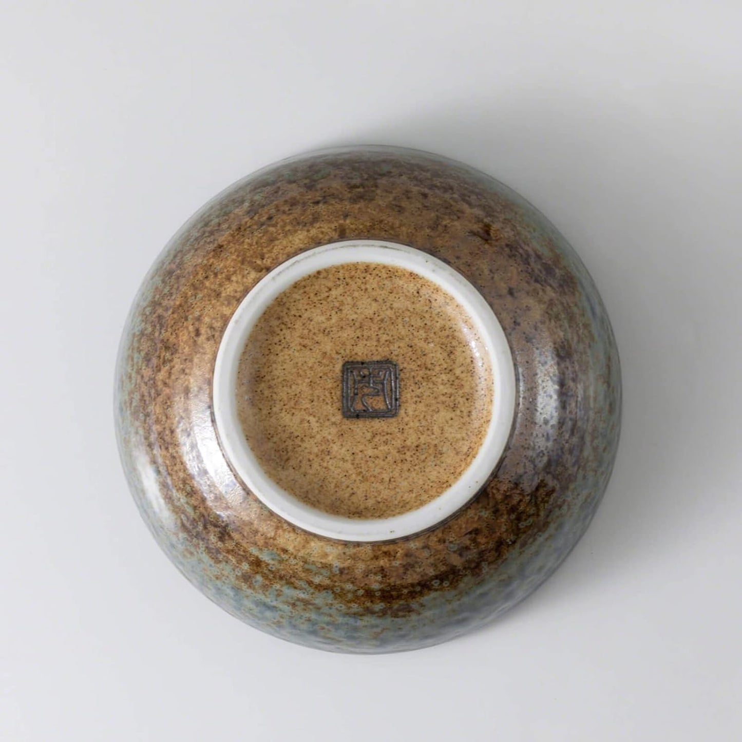 Wazakura Minoyaki Series Small Round Glazed Ikebana Flower Vase Made in Japan, Handpainted Floral Arrangement Pottery Supplies - Brown and Blue