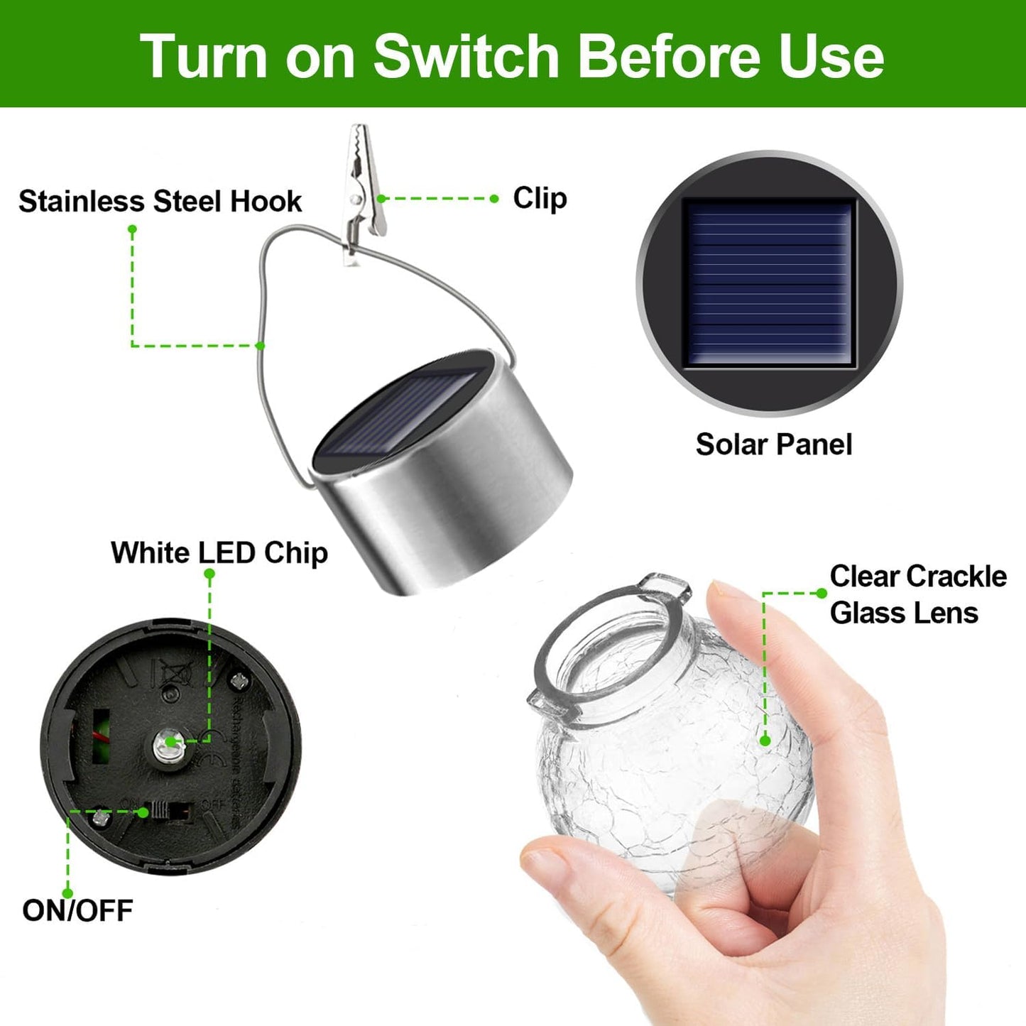 Solar Lights Outdoor Decorative 32 Pack, Hanging Solar Garden Lights Waterproof, Solar Powered Globe Lantern Cracked Glass Ball Lights for Yard Patio Fence Tree Umbrella Holiday Decoration, Warm White