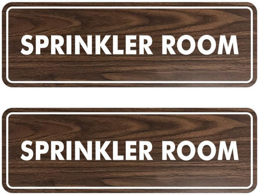 Signs ByLITA Standard Sprinkler Room Sign (Walnut) - Large 2 Pack