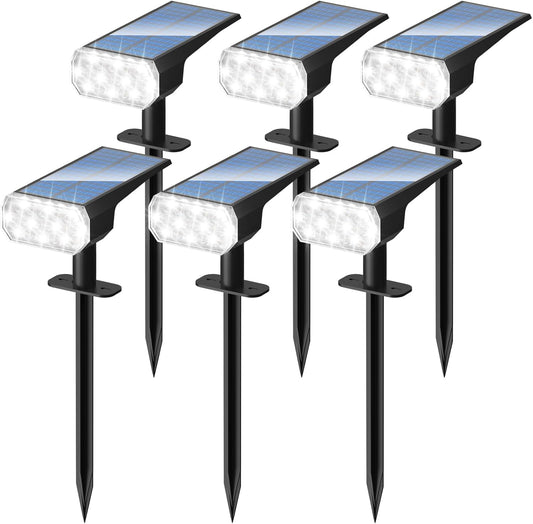 DINGLILIGHTING Solar Lights Outdoor Waterproof: IP65 Led Spot Light Decorations for Garden - 3 Lighting Modes Solar Powered for Yard - Dust to Dawn Uplighting Landscape Pathway Drive Patios 6PC White