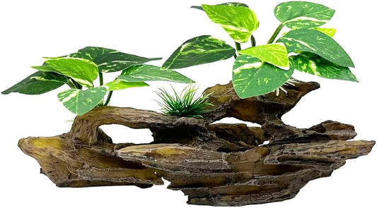 Smoothedo-Pets Fish Tank Decorations Aquarium Decor Ornaments Betta Silk Leaf pad Hammock Artifical Driftwood Cave Goldfish Bowl Accessories (Type-B)