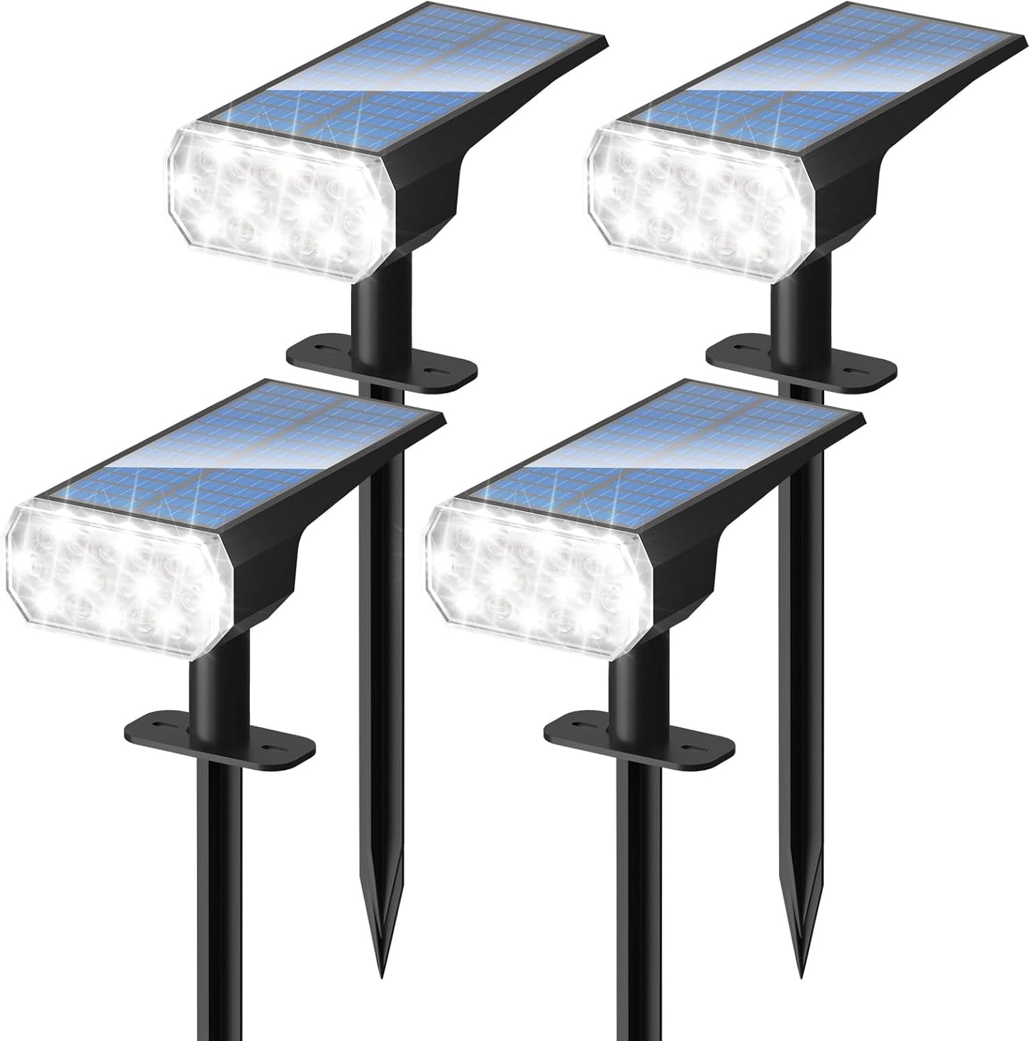 DINGLILIGHTING Solar Lights Outdoor Waterproof: IP65 Led Spot Light Decorations for Garden - 3 Lighting Modes Solar Powered for Yard - Dust to Dawn Uplighting Landscape Pathway Drive Patios 4PC White