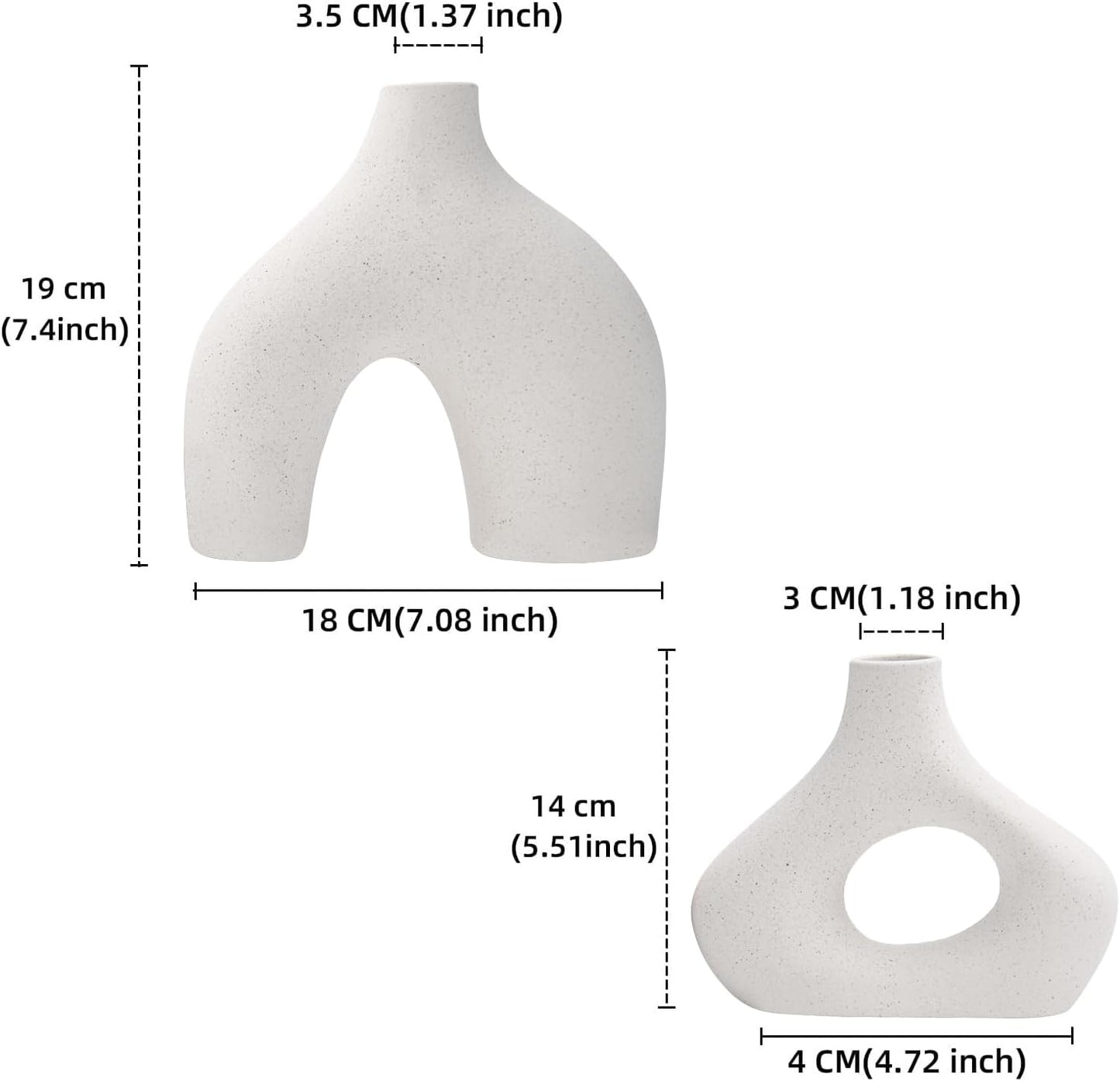 CEMABT Beige Ceramic Vase Set of 2 for Modern Minimalist Bohemian Decor，Round Matte Donut Vases for Pampas Grass-Perfect for Living Room, Dining Table, Office Bedroom Shelf Decor Entryway, Console…