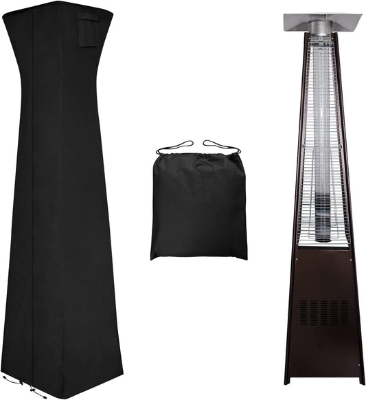 Easy-Going Pyramid Torch Patio Heater Cover with Zipper and Storage Bag, Waterproof Outdoor Heater Cover Dustproof, UV-Resisant, Wind-Resistant (90" H x 23" L x 23" W, Black)