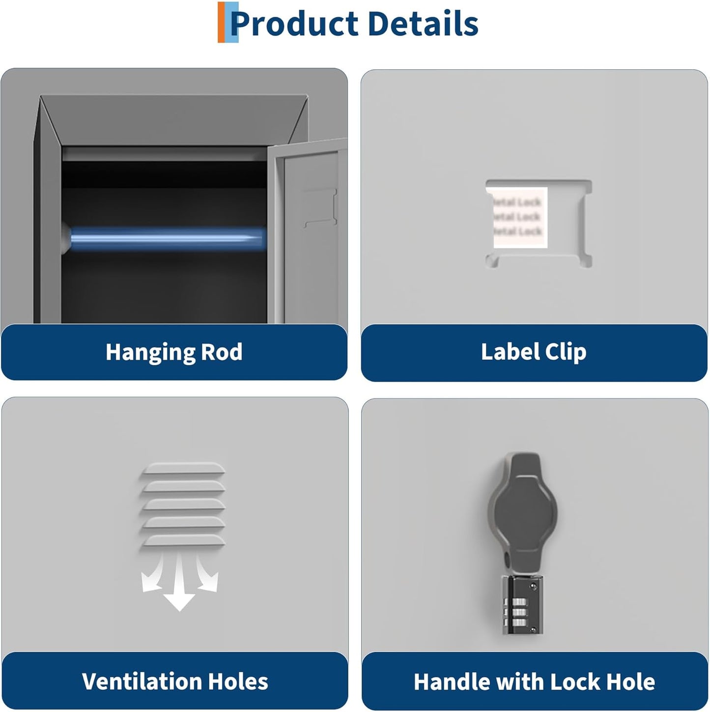 2 Doors Tall Single Metal Locker, Metal Lockers for Employees with Keys, 72” Black Employee Storage Cabinet with Doors, Steel Storage Cabinets Lockable for School, Gym, Home, Office, Mudroom, Black