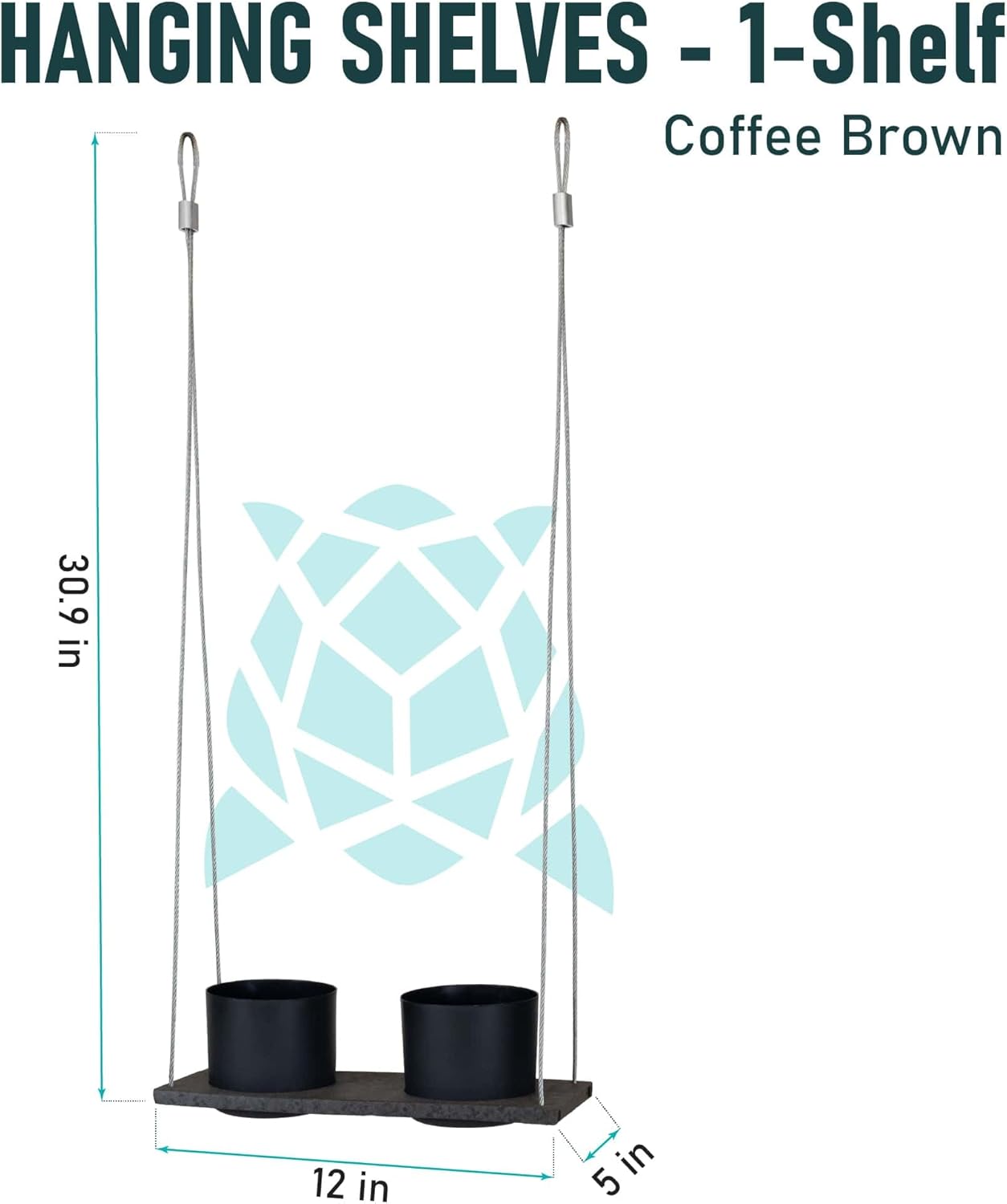 Urban Garden Decor with Pots Included, Hanging Planters for Indoor Outdoor Plants, Hanging Flowerpots, Wall Hanging Plant Holder Window Plant Shelves (Coffee Brown, Shelf 2 Pots)