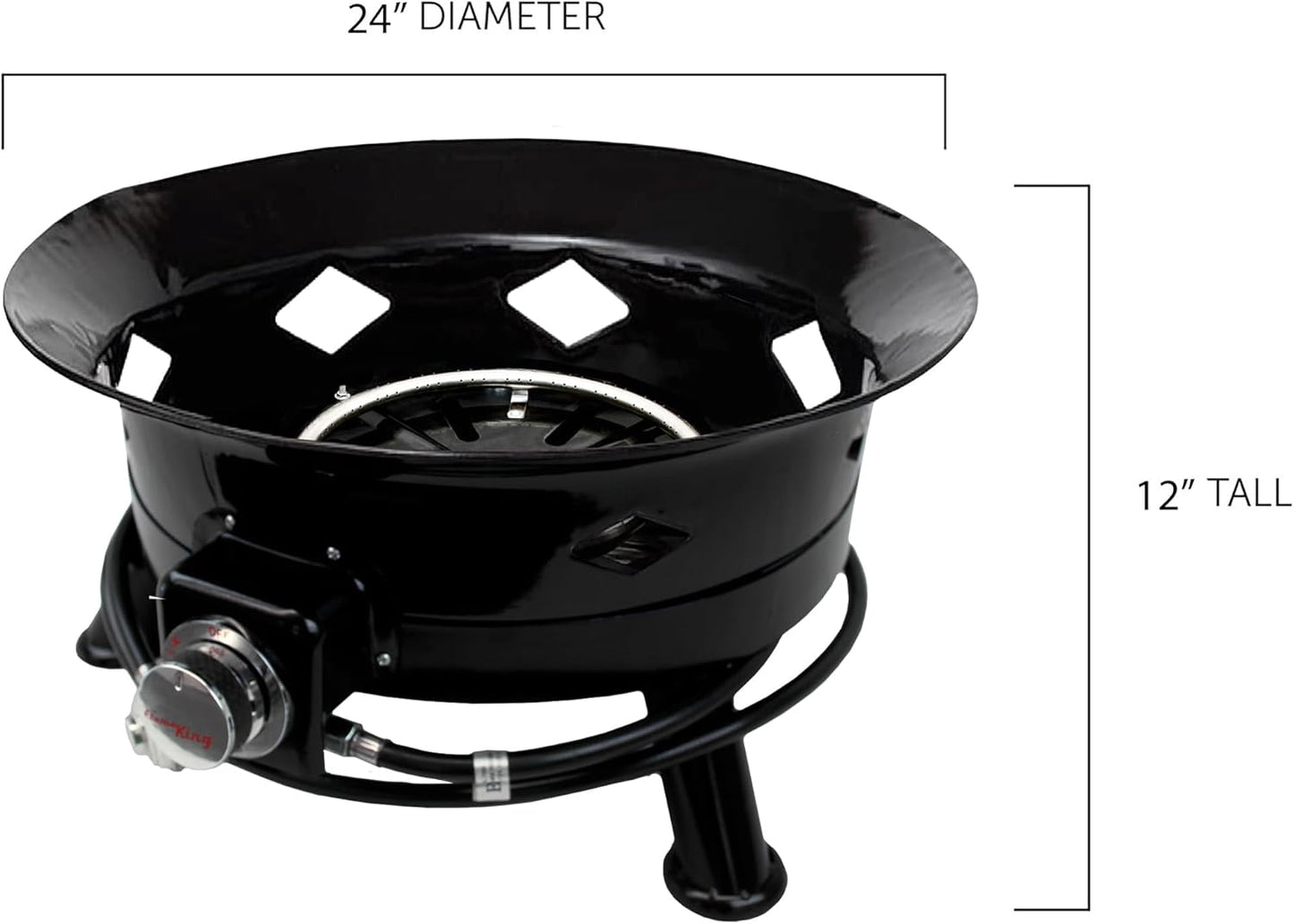 Flame King Smokeless Propane Fire Pit, 24-inch Portable Firebowl, 58K BTU with Self Igniter, Cover, & Carry Straps for RV, Camping, & Outdoor Living