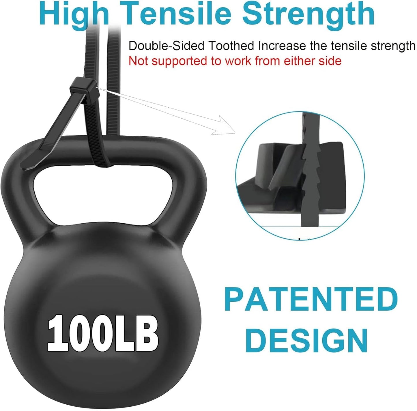 12 Inch Zip Ties Double Sided Toothed,100 LBS Tensile Strength Heavy Duty Cable Wire Ties With Self-Locking Adjustable More Durable Nylon Tie Wraps for Indoor Outdoor（200 Pack）