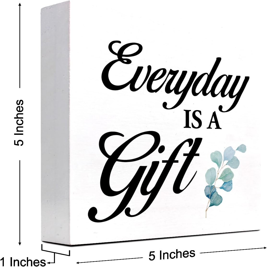 z-crange Everyday is a Gift Wood Block Sign, Rustic Inspirational Wooden Box Plaque for Home Dining Room Office Shelf Table Decor