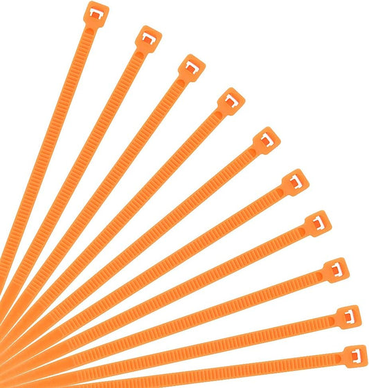 XINGO 10 Inch Cable Zip Ties (500 Pack), 40 Lbs Tensile Strength-Heavy Duty, Self-Locking Nylon Plastic Nylon Wire Ties for indoor and outdoor use(Orange)