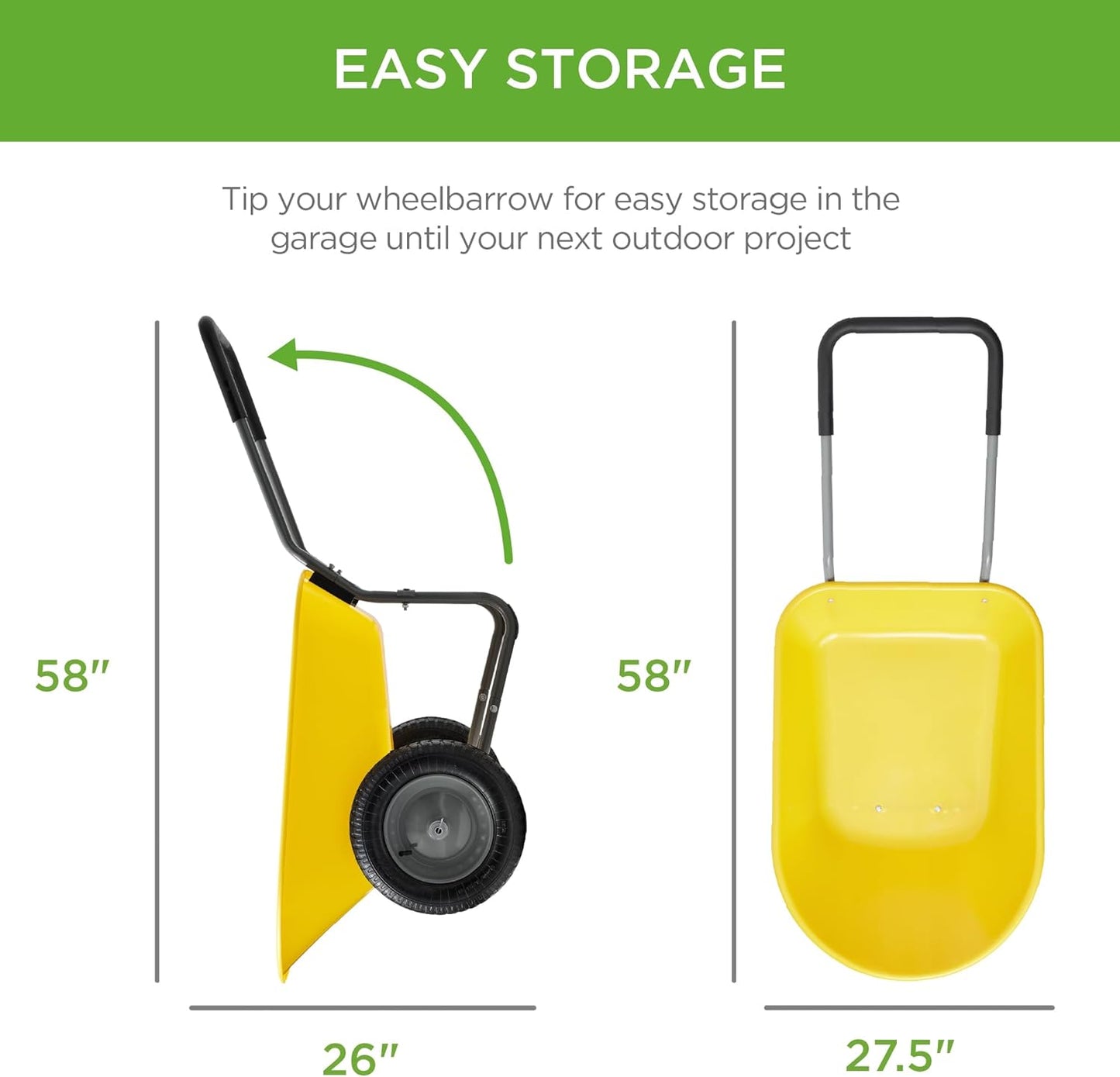 Best Choice Products Dual-Wheel Home Utility Yard Wheelbarrow Garden Cart w/Built-in Stand for Lawn, Gardening, Construction - Yellow