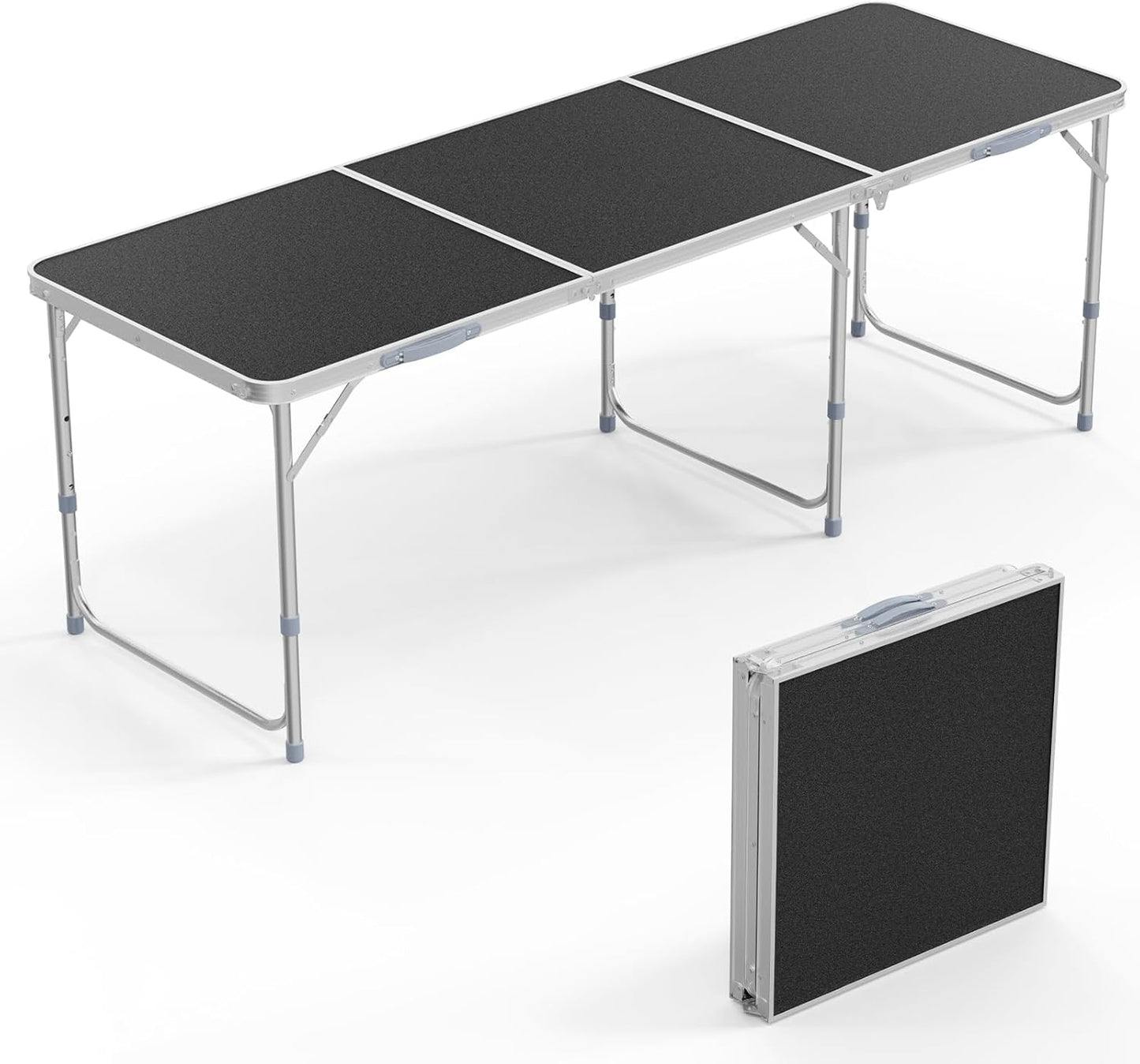 VINGLI 6ft Folding Camping Table with Carry Handle,Portable Utility Table Multipurpose for Party Picnic Tailgating Outdoor Patio Garden Indoor Kitchen …