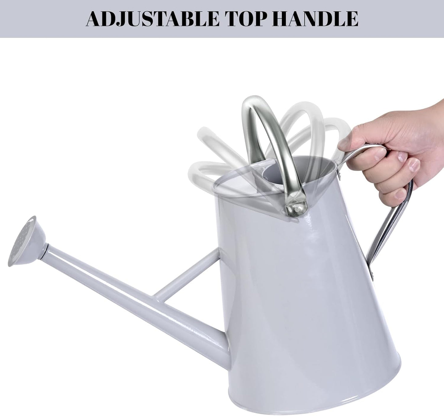 1.5 Gallon Watering Can for Outdoor Plants,Large Metal Plant Watering Pot with Removable Spout,Flower Garden Water Can Watering Pot,Galvanized Steel Watering Can with Stainless Steel Handles，Grey